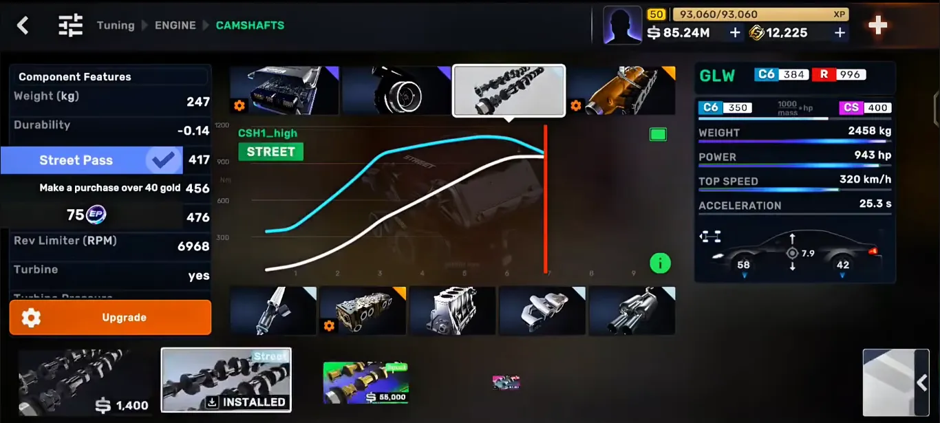 CarX Street Engine Swap Menu and Prices v1.18.0