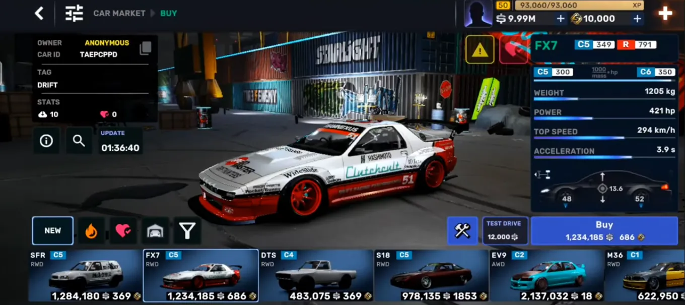 CarX Street v1.18.0 New Car Market Buy and Sell Guide
