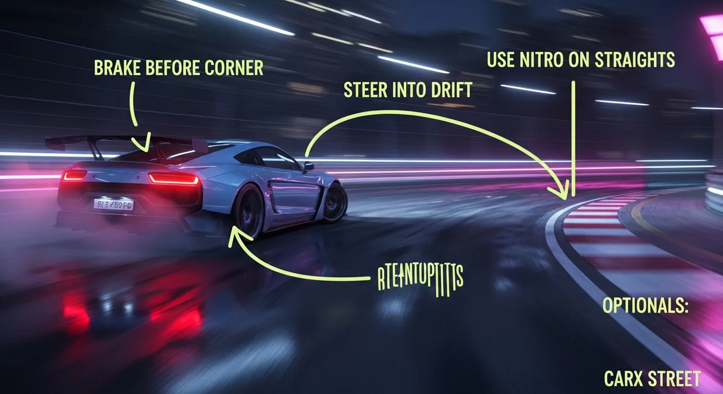 CarX Street drifting tips brake before corner nitro timing