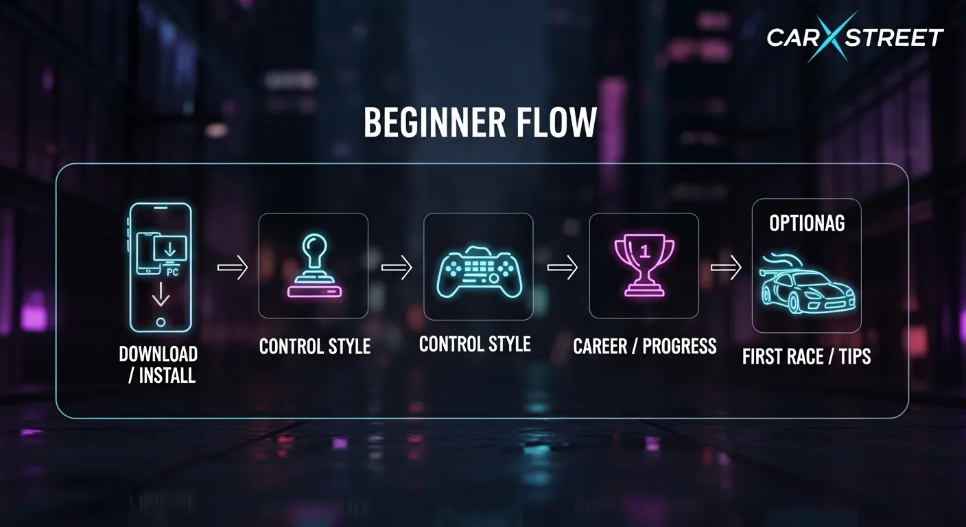 CarX Street APK beginner setup flow download install control style career mode