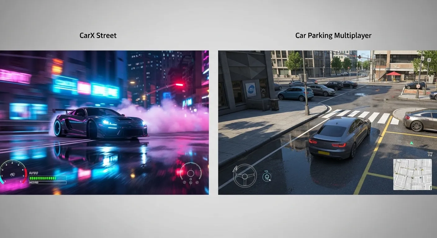 CarX Street street racing feel vs Car Parking Multiplayer open-world driving feel